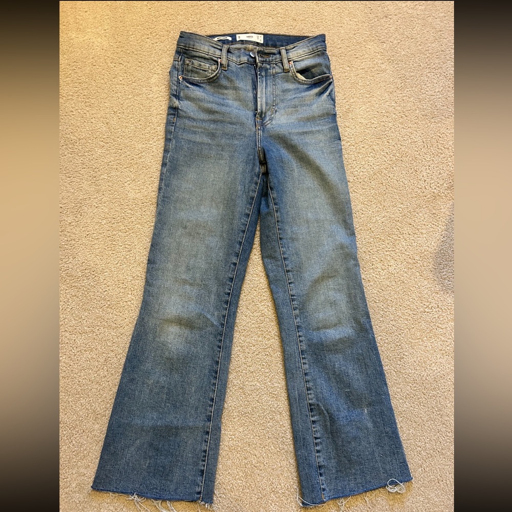 Mango boot cut mini flare high rise crop